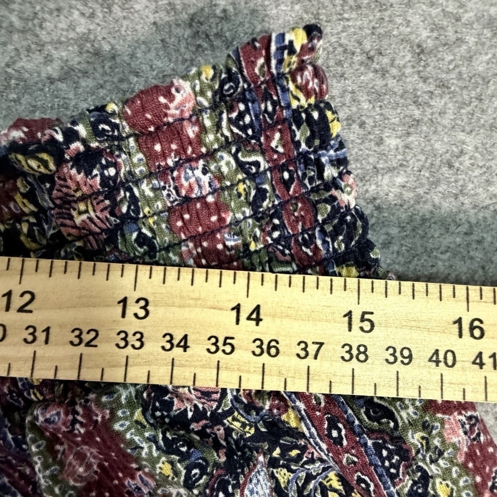 Boho Pattern Smocked Waist Tassel Drawstring Shorts Women XL Coachella Festival - Picture 7 of 7